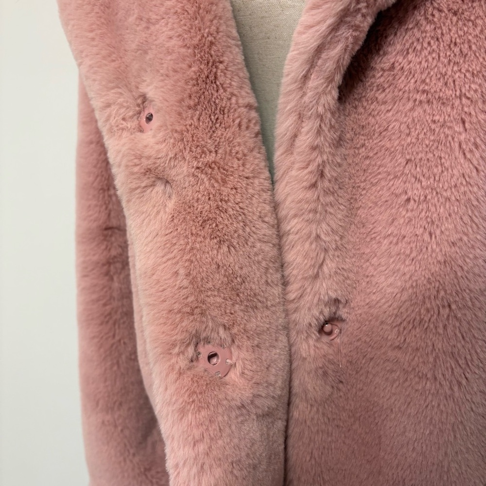 Ci Sono Pink Faux Fur Jacket Sz L - Picture 3 of 6